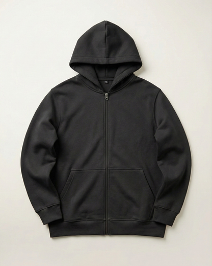 Solid Zip Hoodie — Black