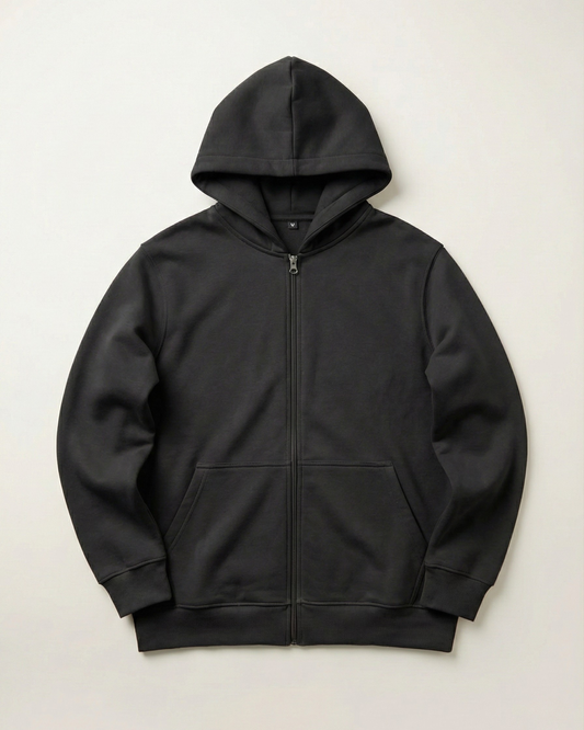 Solid Zip Hoodie — Black