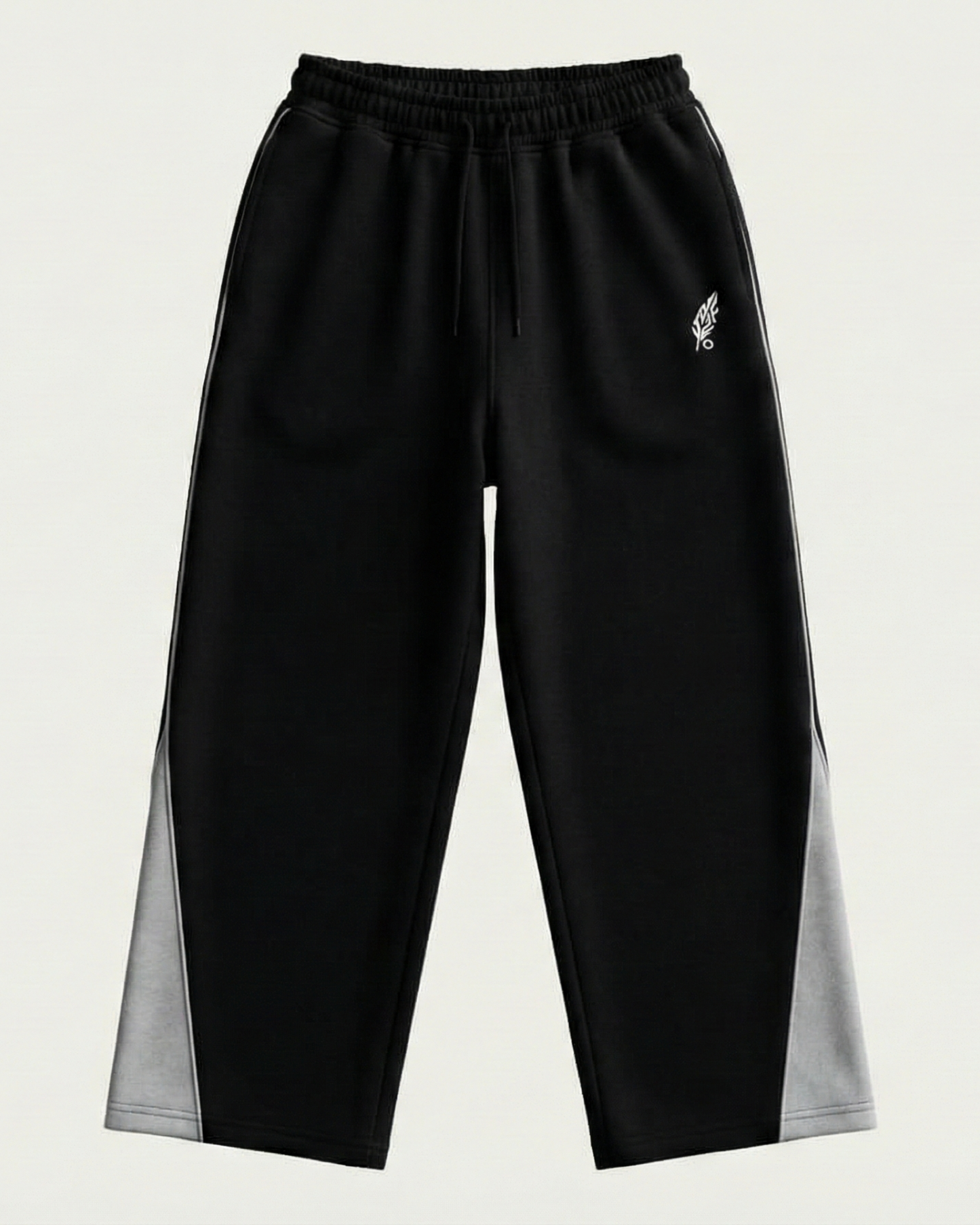 Real Baggy Joggers // Jet Black x Contrast Panel