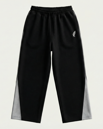 Real Baggy Joggers // Jet Black x Contrast Panel