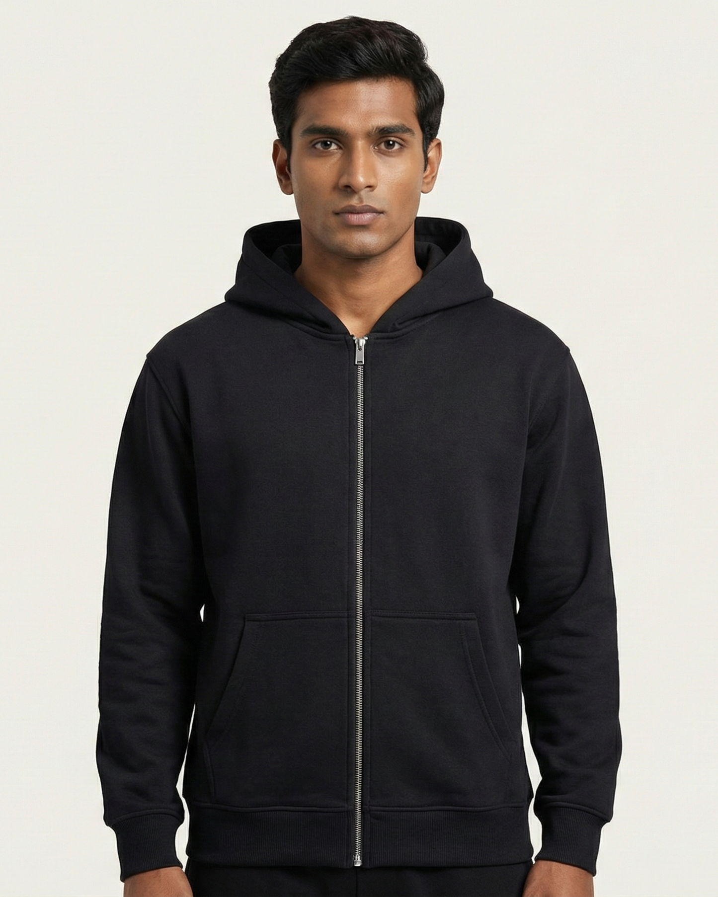 Solid Zip Hoodie — Black