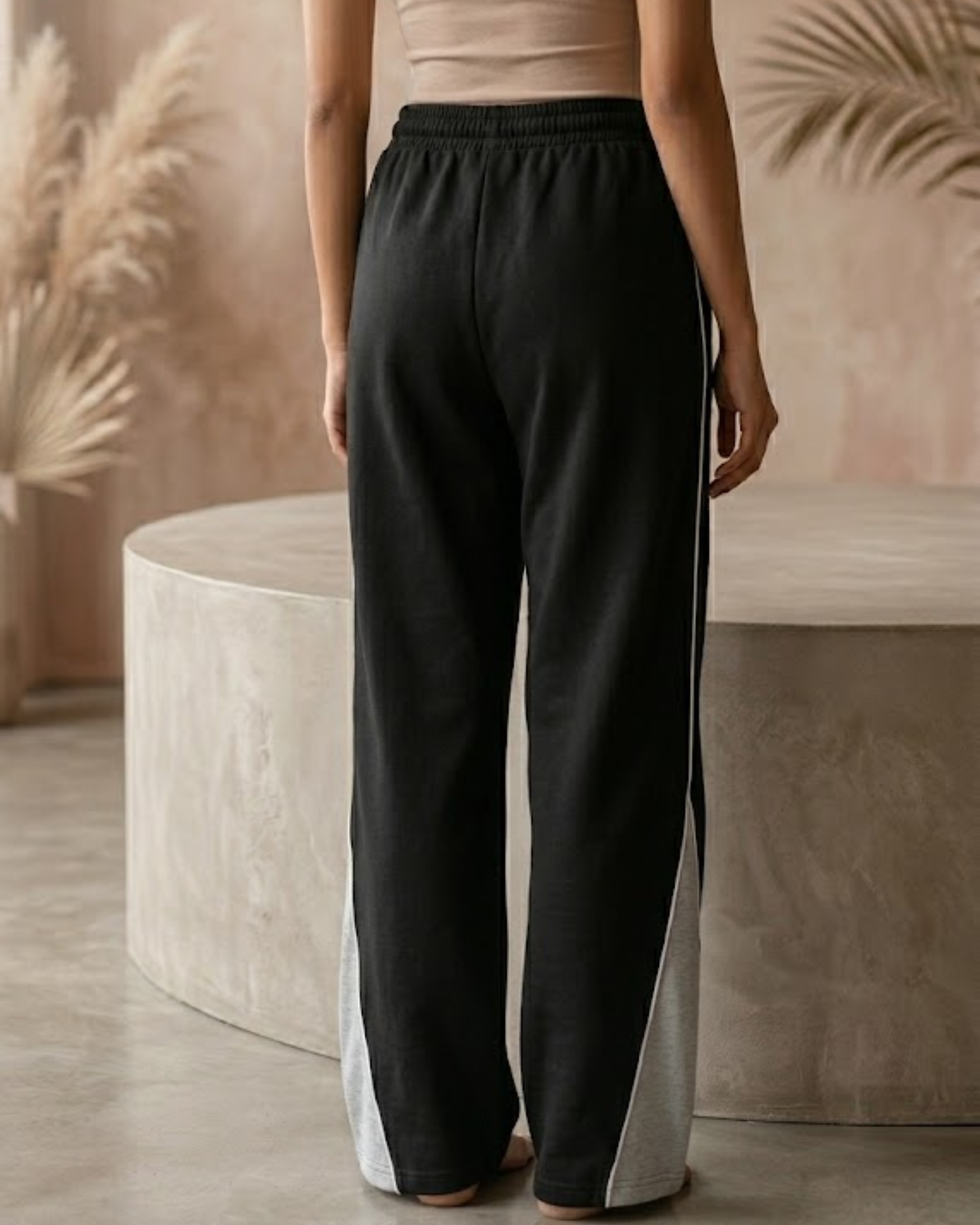 Real Baggy Joggers // Jet Black x Contrast Panel