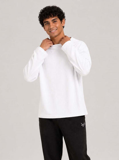 Oversized Waffle Knit Full Sleeve Tee - White