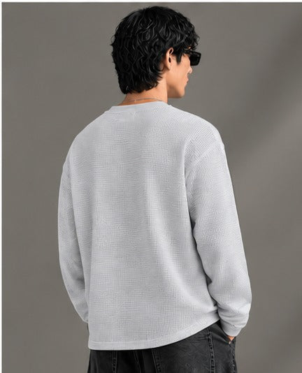 Oversized Henley Full Sleeve Tee - Grey