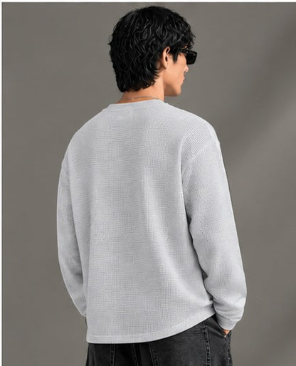 Oversized Henley Full Sleeve Tee - Grey